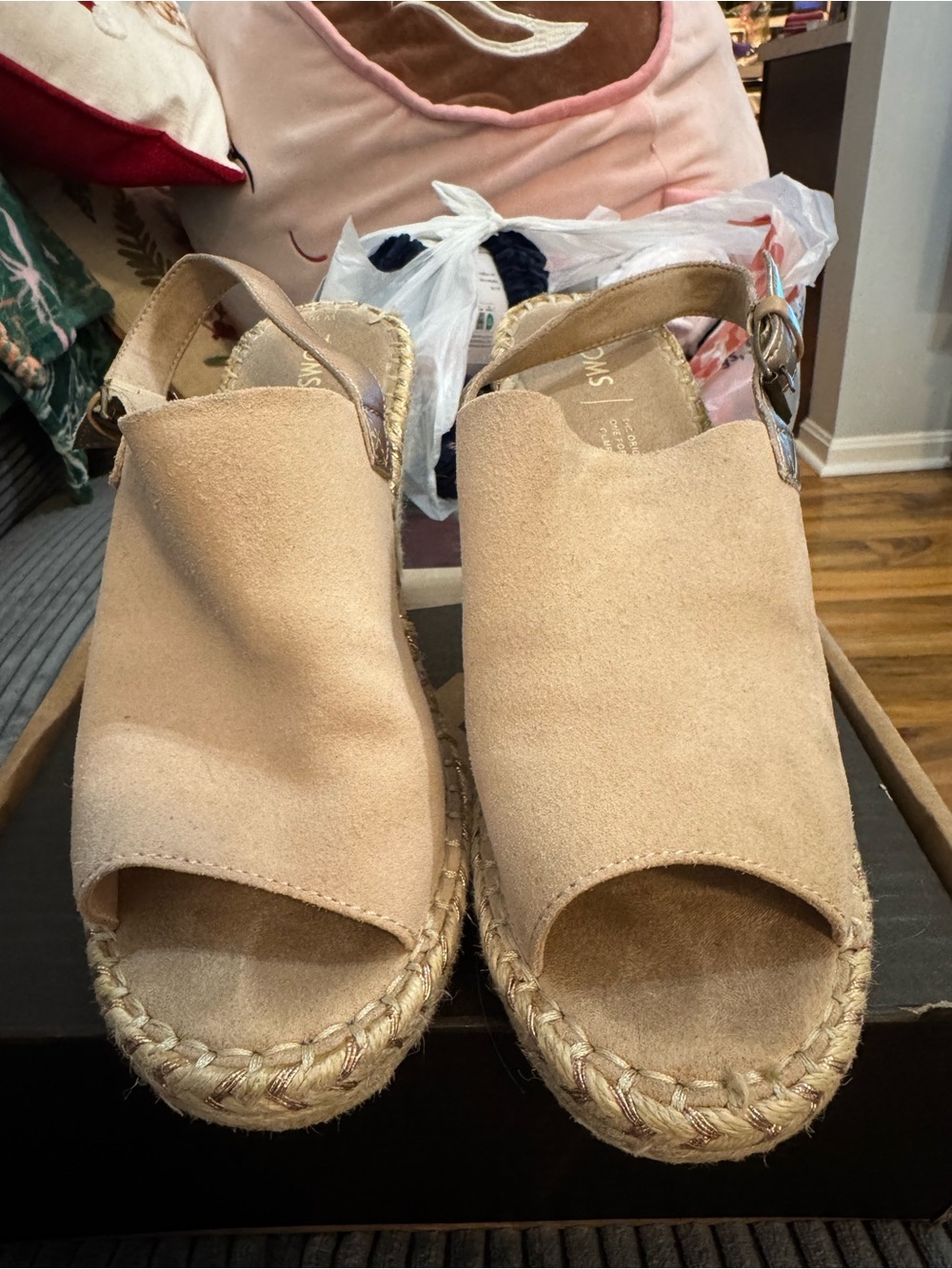 Women’s Open-Toe Espadrille Wedge Sandals in blush, 10